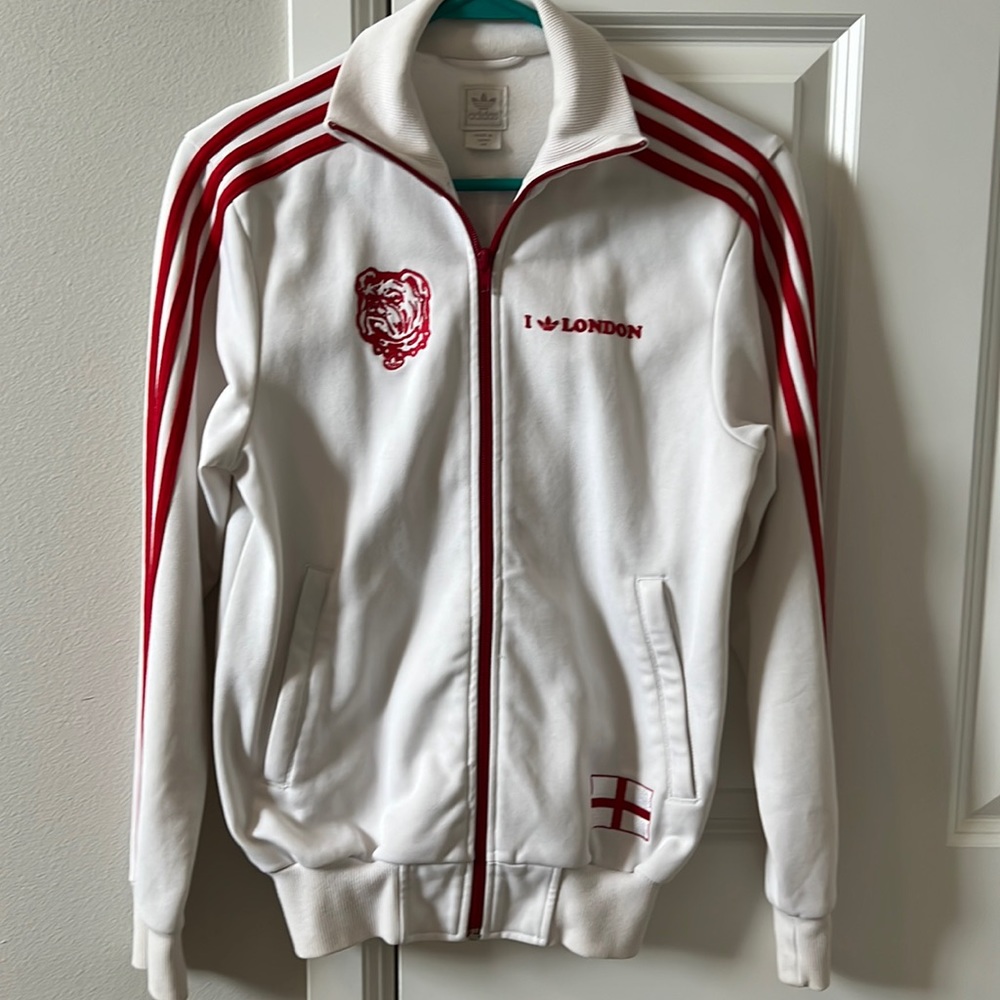 Adidas I love London 3 stripe jacket. Xs